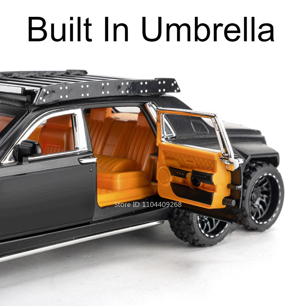 1:32 Scale Rolls-Royce Phantom 6x6 Wraith Car Model Toy Diecast Metal Alloy Off-Road Vehicle Models Sound Light Gifts