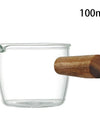 50/75/100/140ml Wood Handle Glass Espresso Measuring Cup Single Mouth Milk Jug Coffee Supplies Clear Kitchen Measure Mug