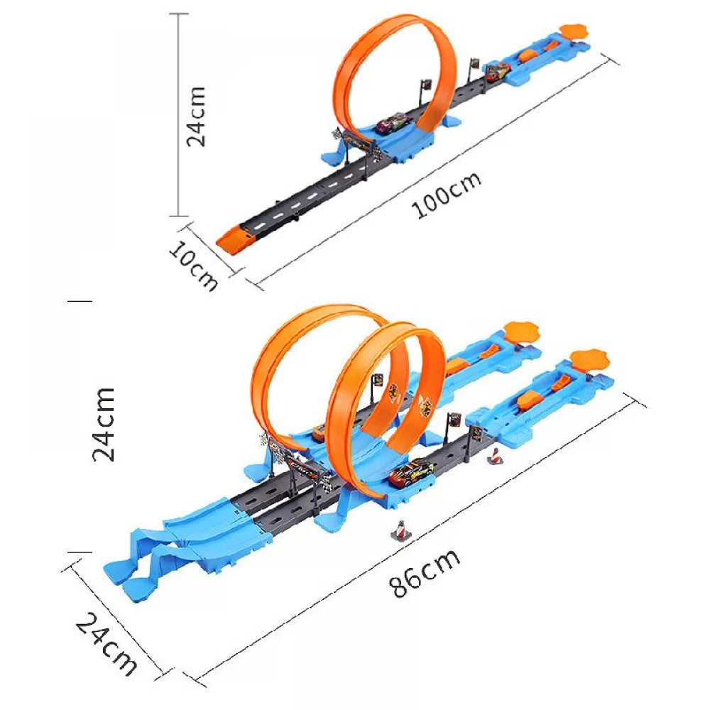 Stunt Speed Double Car Wheels Model Toys For  Racing Track Diy Assembled Rail Kits Educational Interactive Boy  Toy