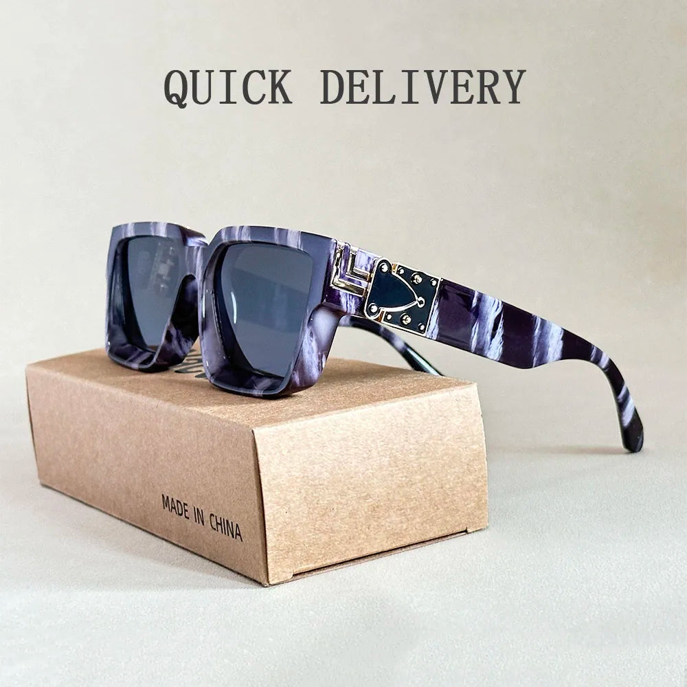 Retro Square Millionaire Sunglasses With UV400 Protection