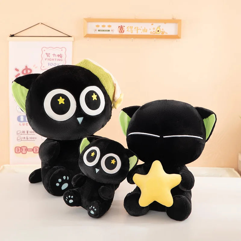 Kawaii Black Cat Plush Stuffed Doll Cloud Pillow Toy
