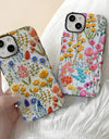 Wildflower Boho Embroidery Effect Flower Case for iPhone 16 15 Pro Max 14 Plus Protective 2 in 1 Double Deck Cover