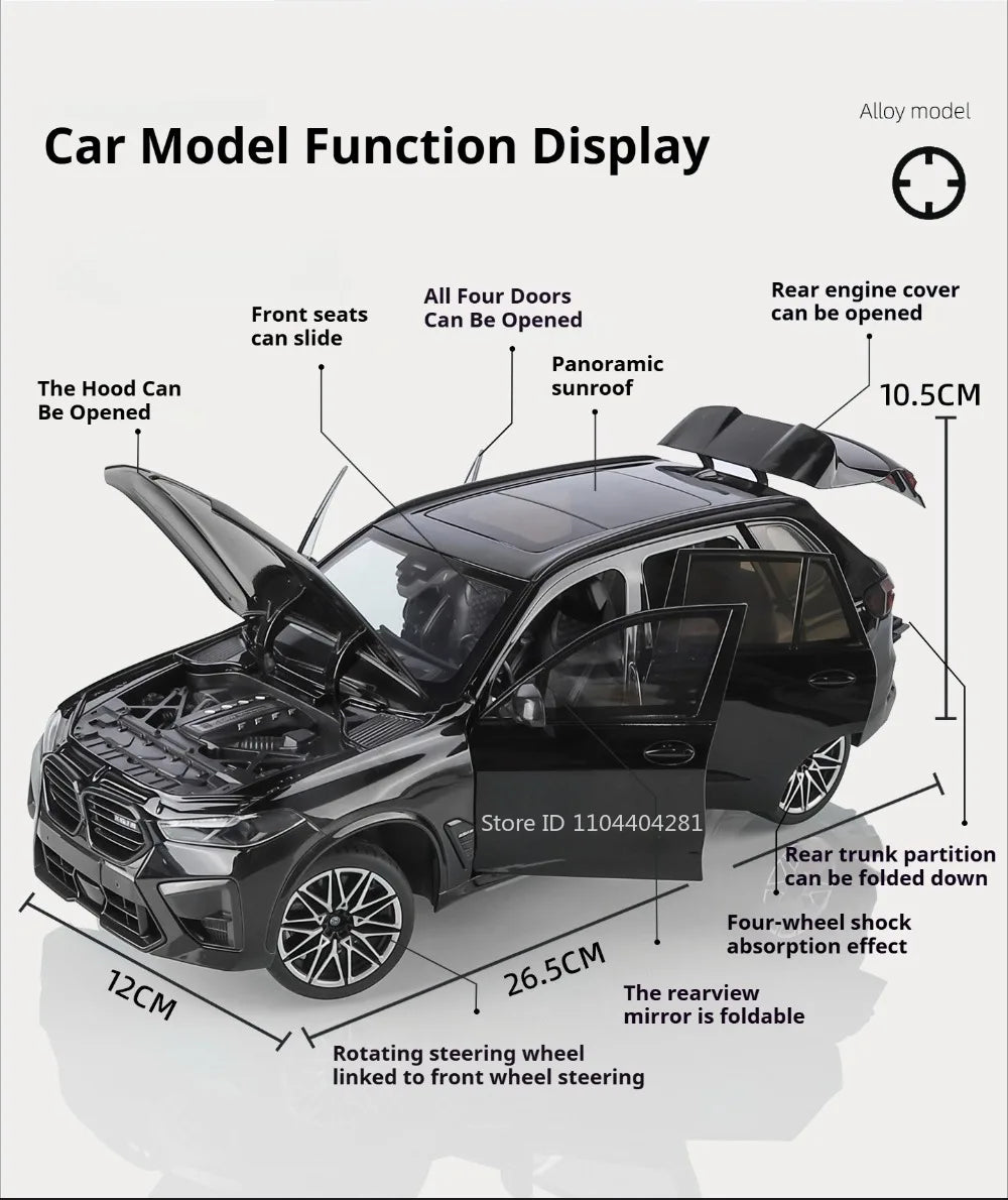 1:18 X5M Honda Accord Car Toys Alloy Diecast Models Shock Absorption Doors Opened Front Wheel Steering Vehices Desktop Ornament