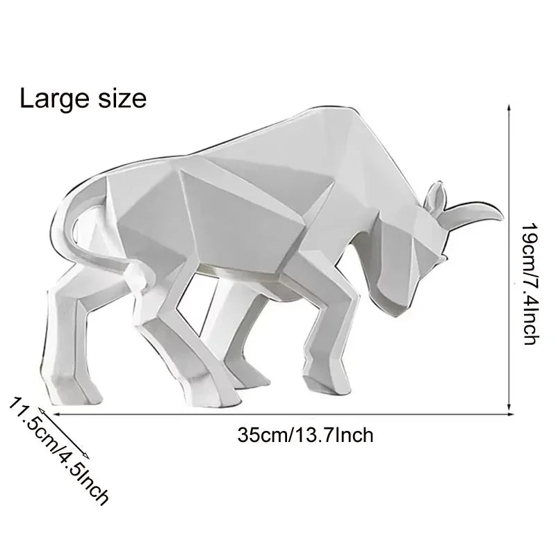 Geometric Resin Bull Statue Bison Sculpture Decoration Abstract Animal Figurine Room Desk Home Decoration Gift