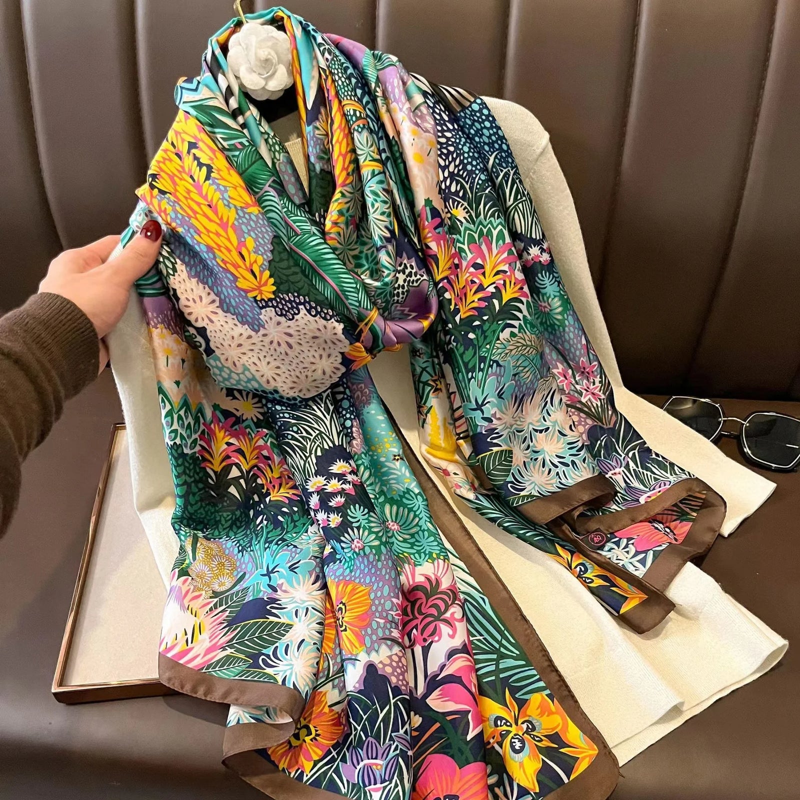 Women Summer Silk Scarves Shawl Lady Wrap Soft Female Echarpe Designer Beach Stole Bandana foulard muffler