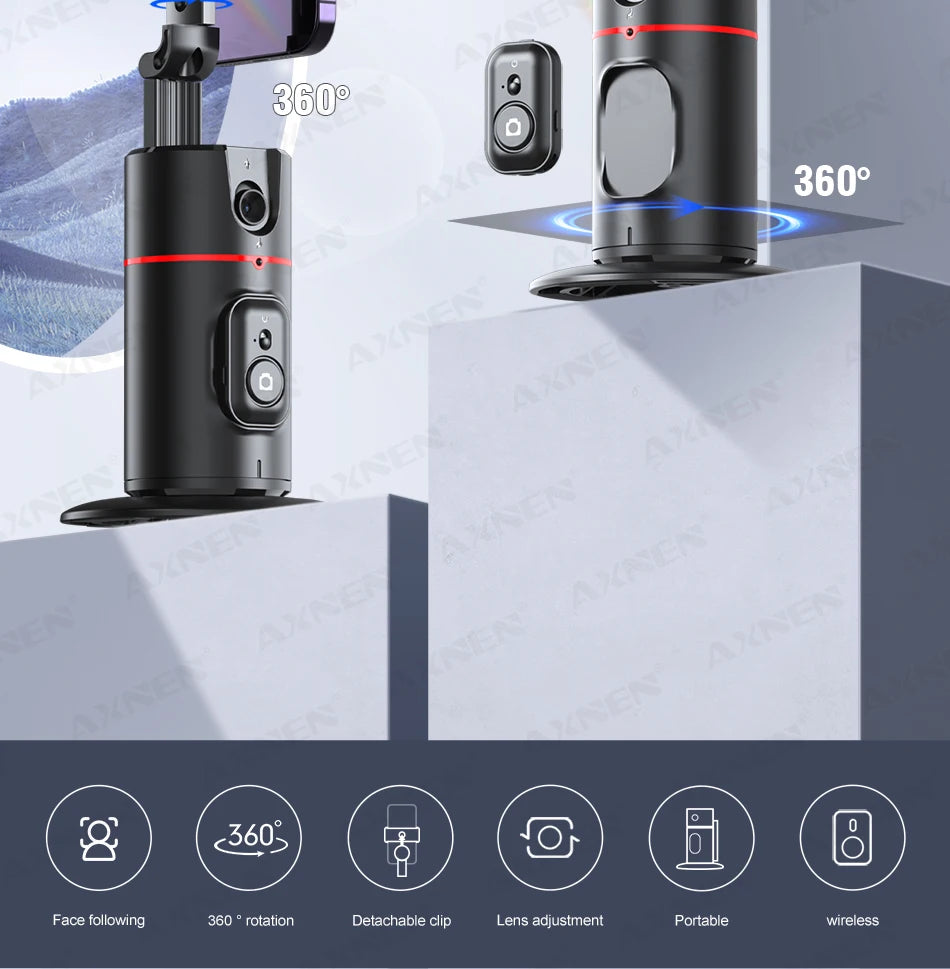 P02 360 Rotation Follow-up Gimbal Stabilizer Monopod Desktop Tracking Gimbal with Remote for Phone Live Photography