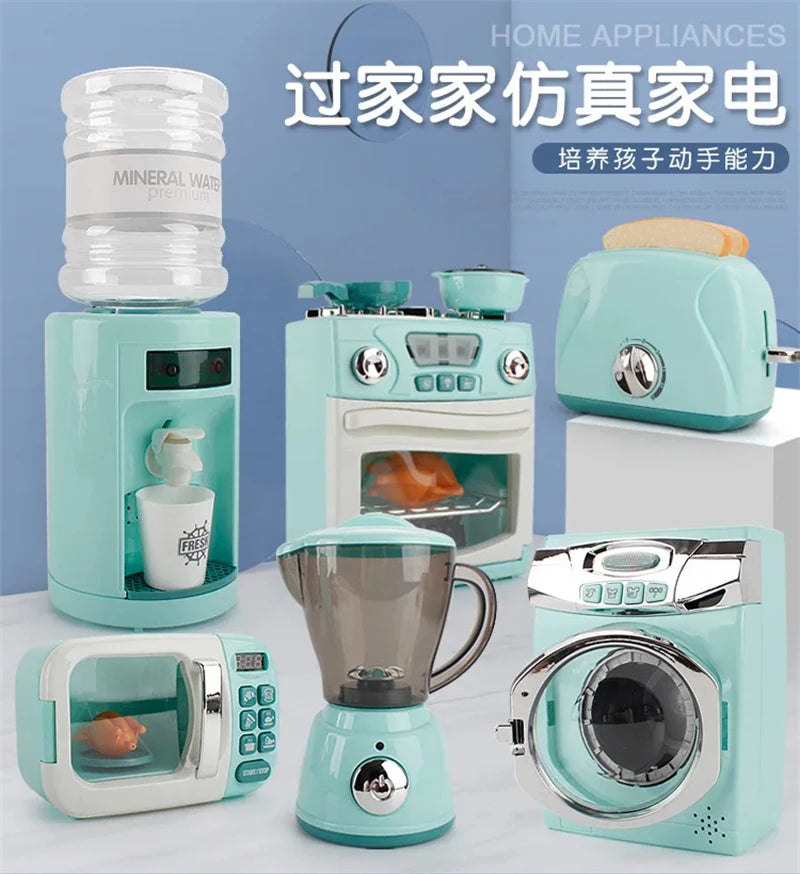 Kitchen Toys for Girls Boys Home Appliances Juicer Washing Machine Toaster Microwave Egg Cooker  Play House Toys