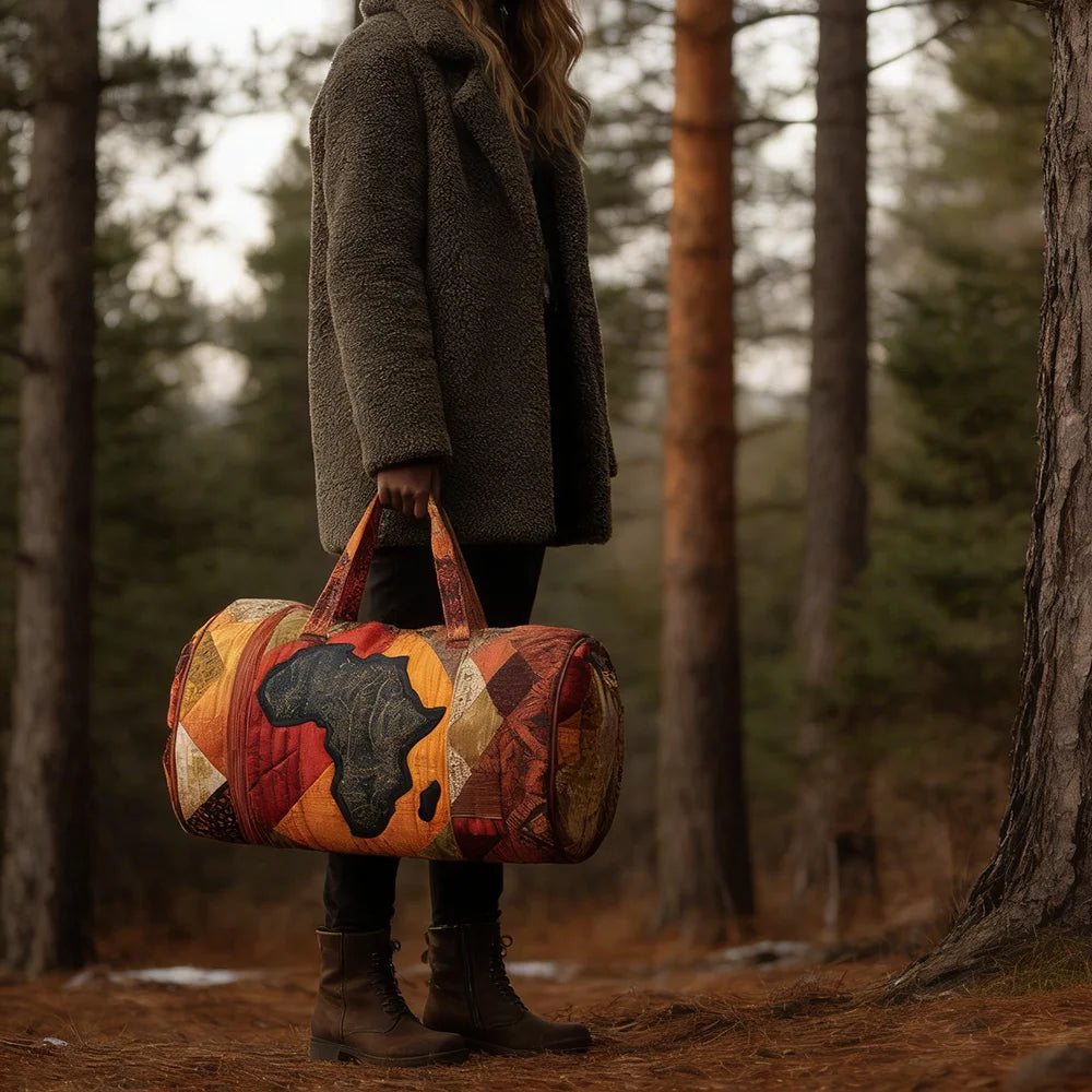 3D Quilted Africa Travel Bag for Women Boho Weekender Bag with African Women Map Print Carry on Luggage Unique Festival Bags