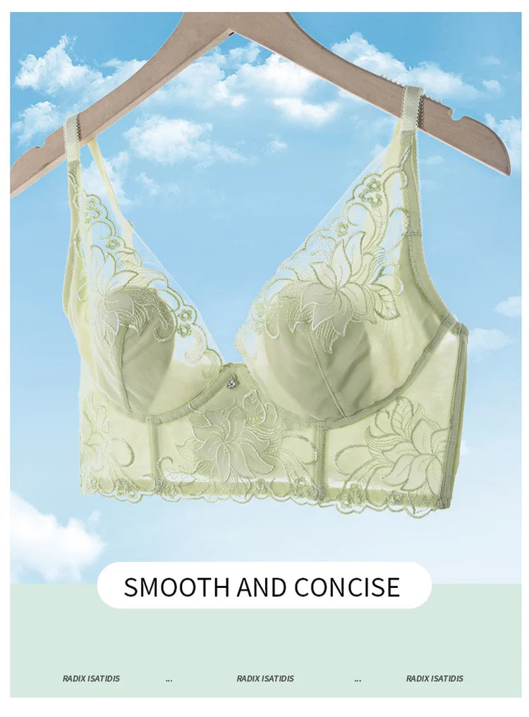 Women’s Lace Transparent Rabbit Ears Push-Up Bra – Soft, Thin, Wire-Free Bralette