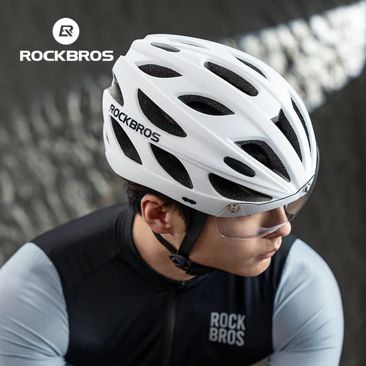Bike Helmet with Photochromic Len Visor Wind-breaking Brim Bike Helmet Adult MTB Road Riding Cycling Helmet