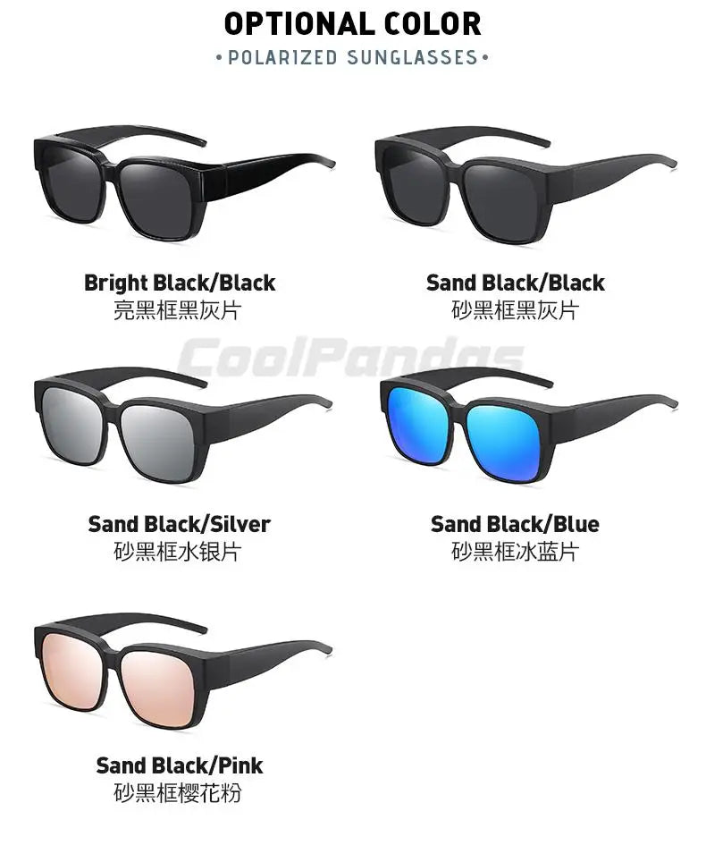 Fit Over Myopia Glasses Cover Polarized UV400 Anti-Glare Sunglasses for Men Women