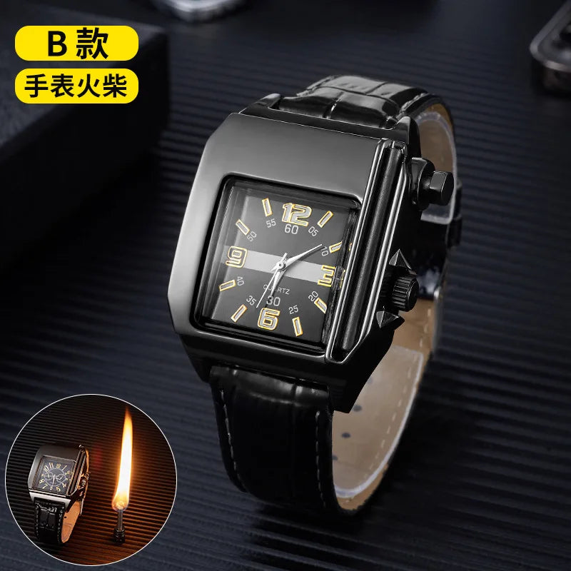 Rechargeable Metal Creative Watch Lighter Cool Trend Tungsten Filament Cigarette Lighter Men's Gift Cigarette Accessories