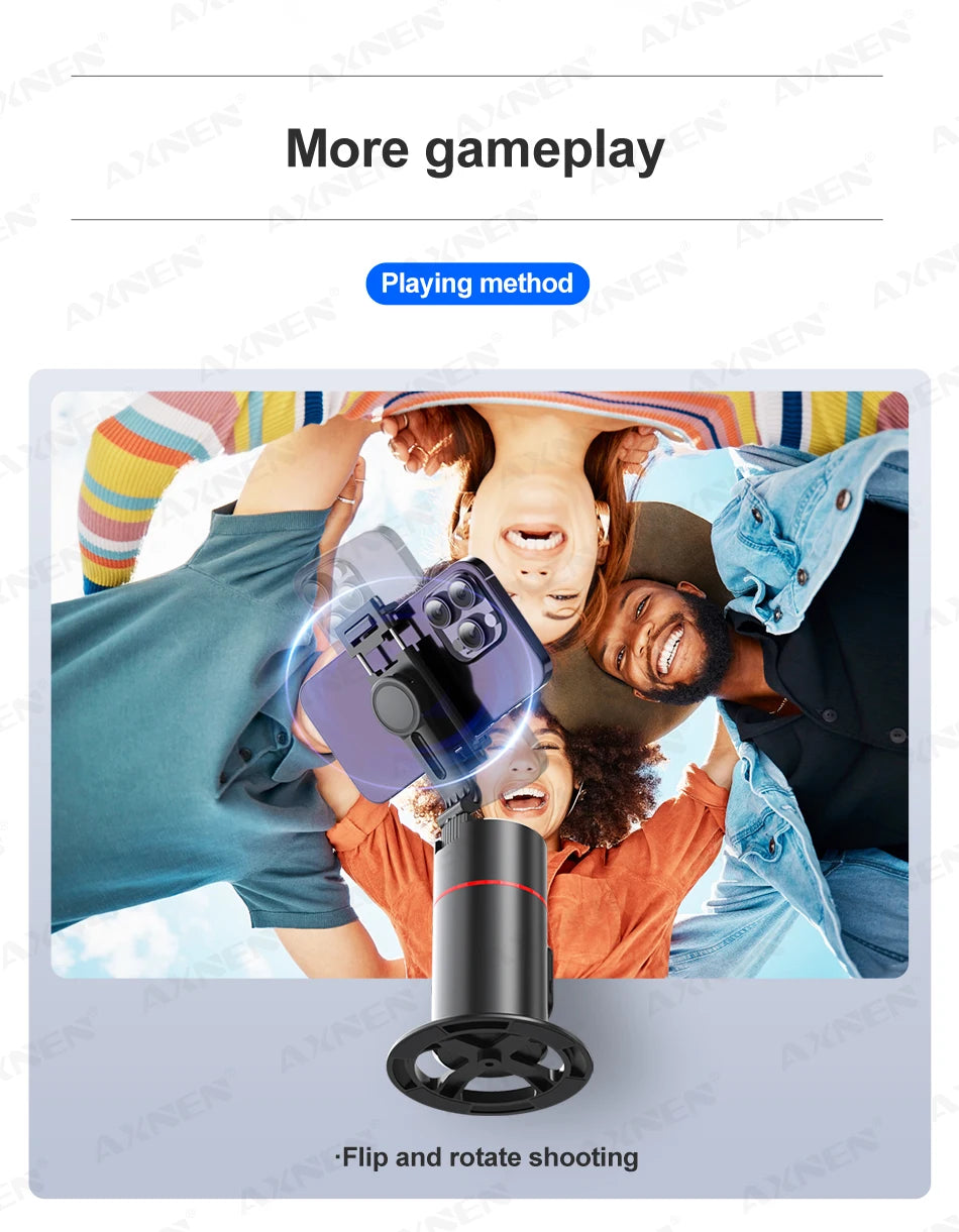 P02 360 Rotation Follow-up Gimbal Stabilizer Monopod Desktop Tracking Gimbal with Remote for Phone Live Photography