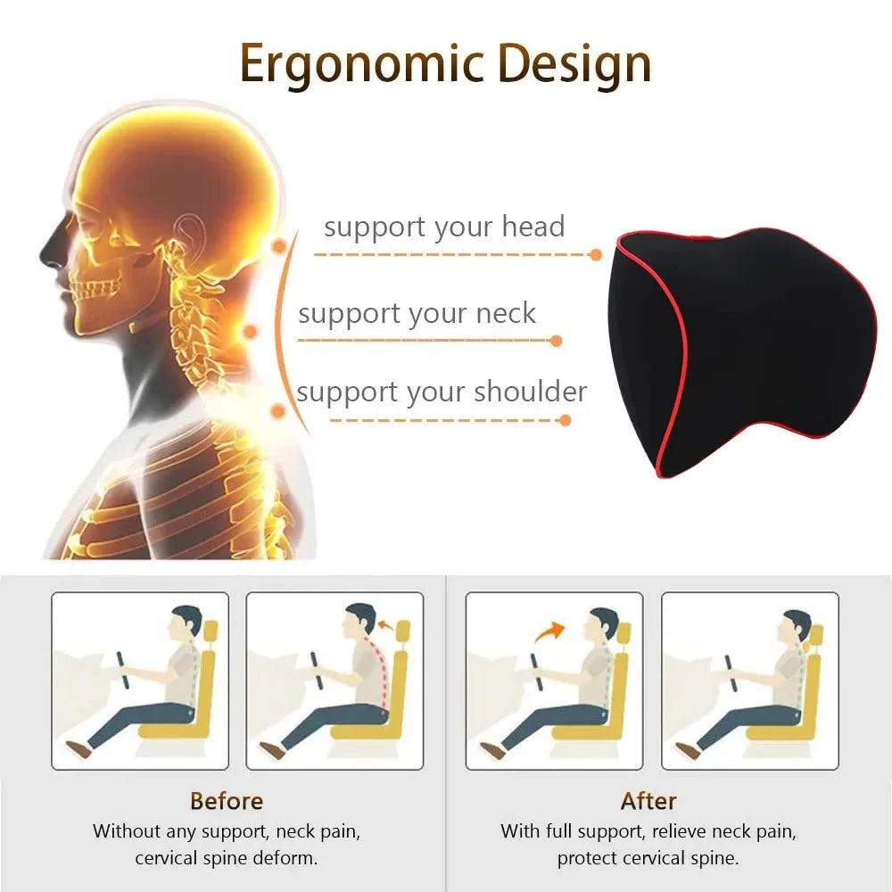 Car Headrest Neck Pillow Auto Car Neck Cushion Memory Foam Breathable Head Support Neck Rest Protector Automobiles Interior