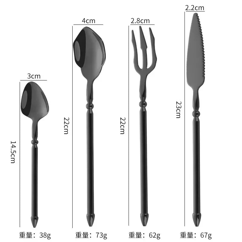4pcs Upscale Cutlery Set 304 Stainless Steel Spoon and Fork Set Household Trident Kitchen Utensil Western Dinnerware Home Decor
