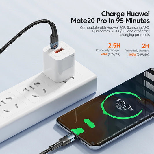 100W USB Type-C to Type-C Fast Charging Cable (Up to 3M)