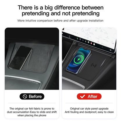 For Tesla Model 3 Highland 2024 Silicone Anti-skid Pad For Tesla Car  2024 Model3 Phone Wireless Charging Pad Car Accessories