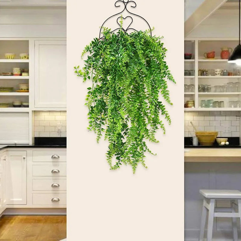 80CM Artificial Persian Fern Plants Vine Hanging Baskets Fake Plant Garland Rattan for Wall Garden Home Wedding Party Decor