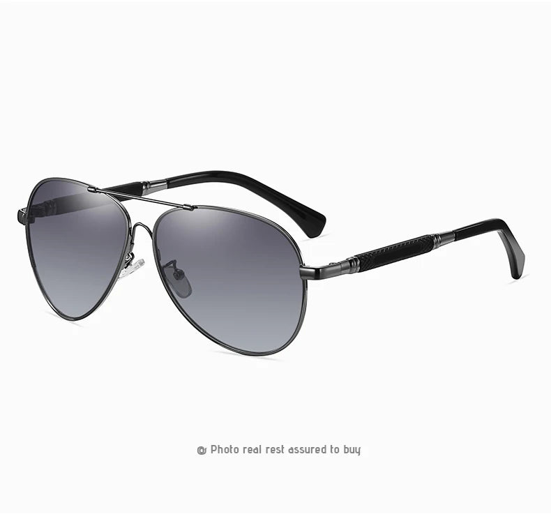 Titanium Memory Metal Photochromic Polarized UV400 Pilot Sunglasses for Men Women