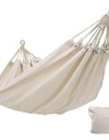 White Canvas Hammock Outdoor Camping Swing Seaside Leisure Travel Garden Decoration for 2 People