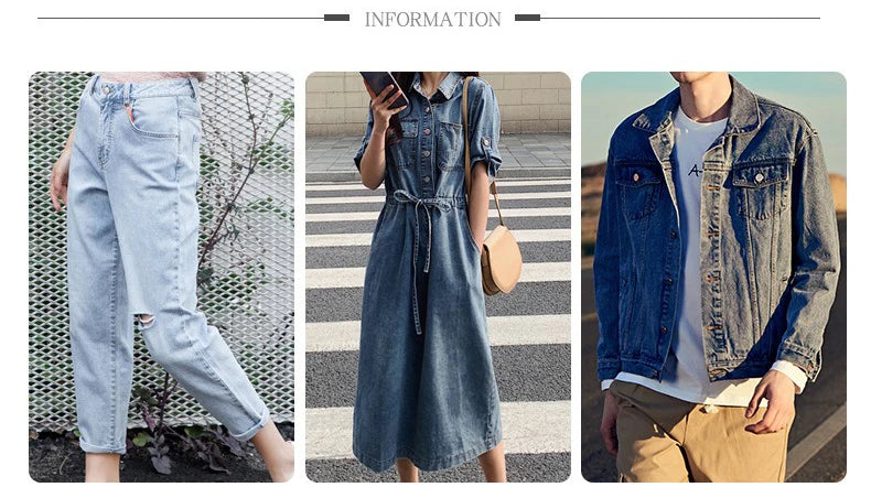 1M/2M/3M/5M Elastic polyester cotton denim fabric for jeans,Skirt Jacket,shirt,bag,DIY, handmade Sewing  Fabric