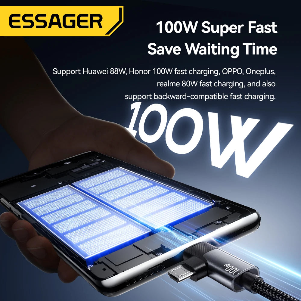 2-in-1 100W Fast Charging Multi Cable (Type-C / Micro / Lightning)