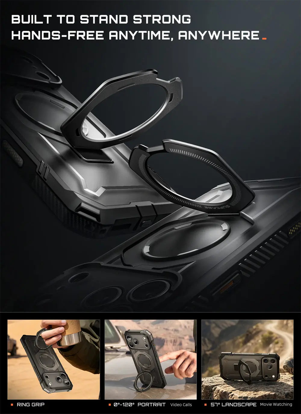 Rugged Magnetic Phone Case with Adjustable Kickstand for iPhone 17 Pro Max and iPhone 18 Pro Max