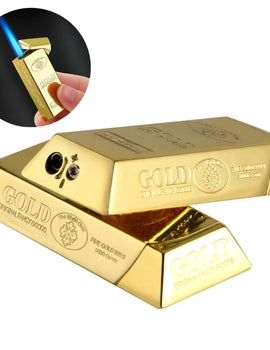 Gold Bar Gas Inflatable Lighter Cigarette Accessories Butane Lighters Metal Windproof Lighter Men's Luxury Lighter Gift Gadgets