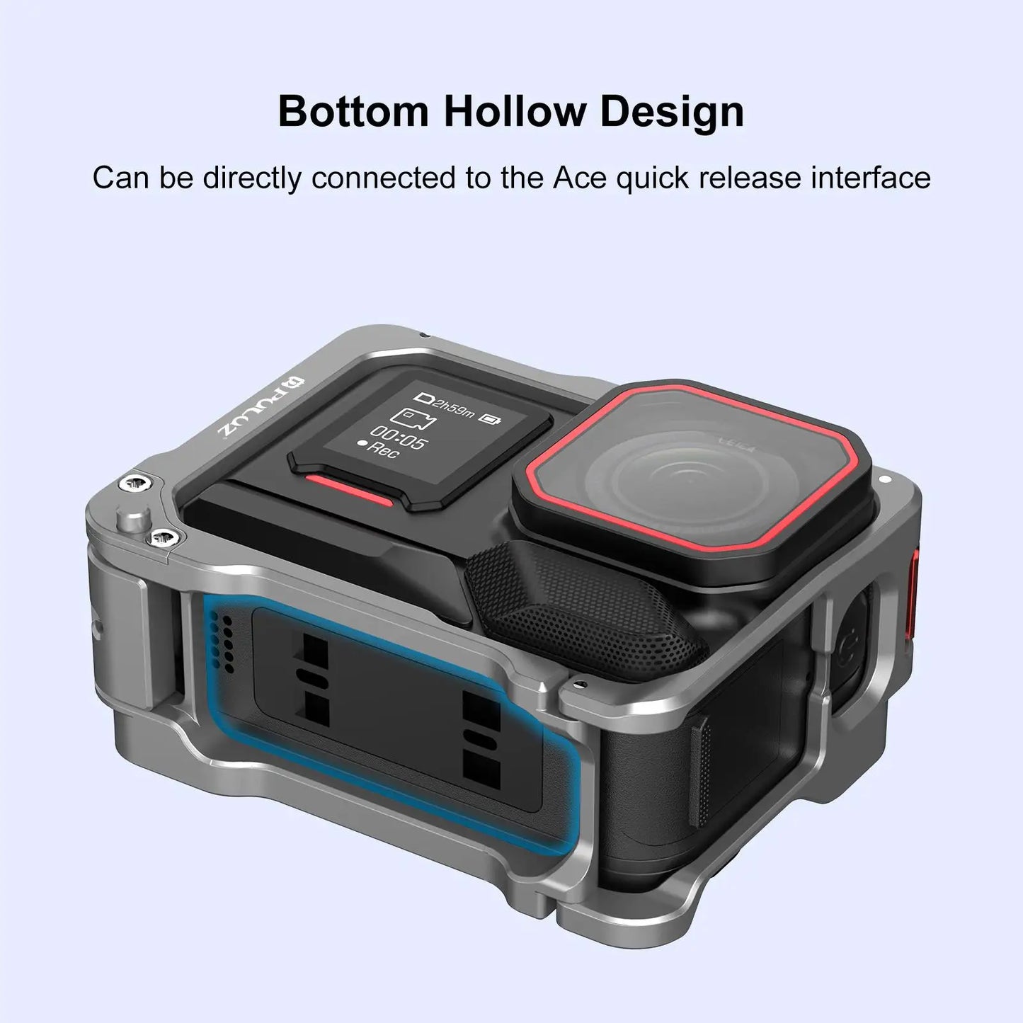 Aluminium Protective Camera Cage with Dual Cold Shoe Mounts for Insta360 Ace Pro 2