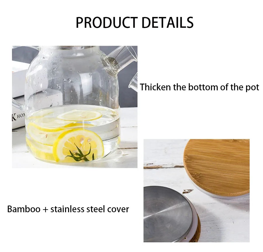 1L/1.8L Borosilicate Glass Teapot Set Clear Teapots With Cup Removable Filter Spout Drinkware For Loose Leaf Blooming Tea