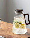 Large Capacity 2000ML Glass Cold Water Jug Heat Resistant Water Pot With Wooden Handle Filter Lid Juice Glass Pitcher Bottle