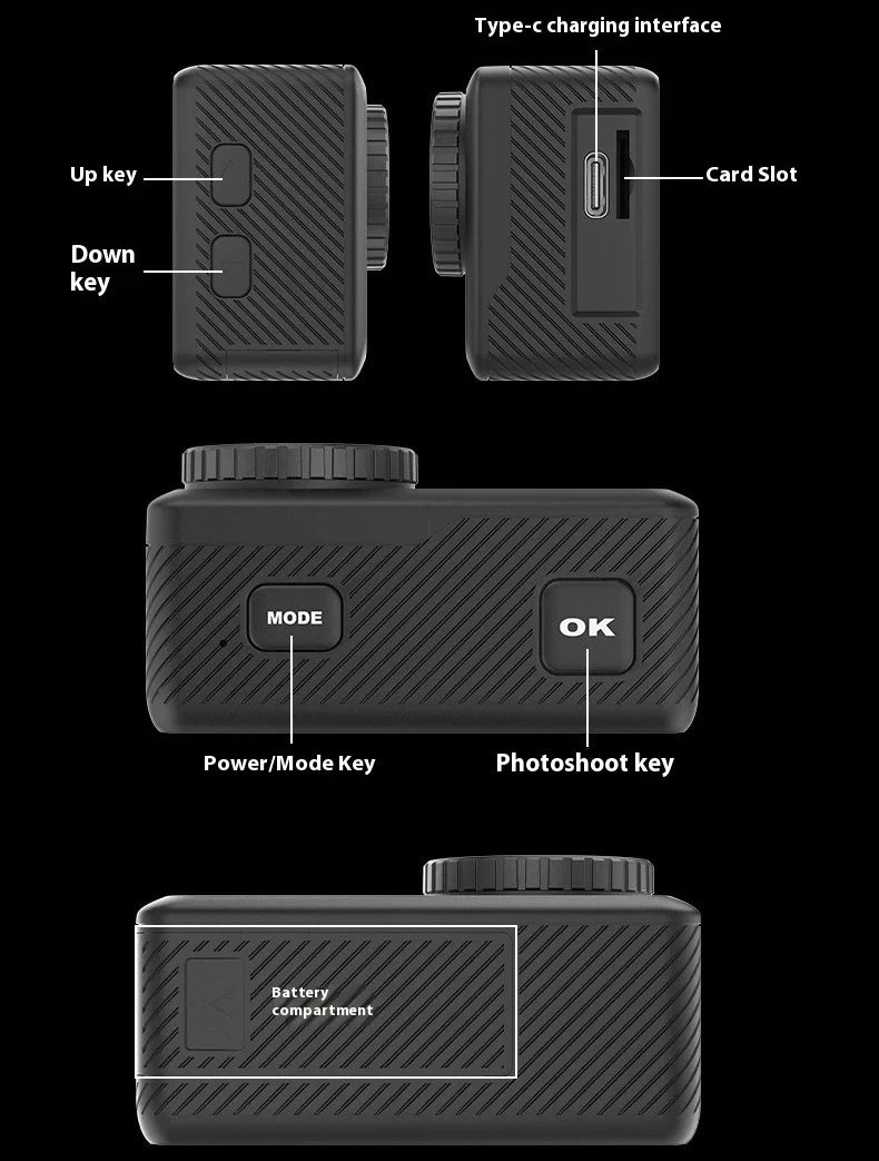5K Magnetic Action Camera with Dual Touch Screen 4K60FPS 6-Axis EIS Waterproof Sports Camera for Cycling Vlog