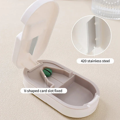 Medicine Pill Cutter Box Portable Drug Box Useful Grinder Splitter Medicine Pill Holder Tablet Cutter Splitter Divider Pill Case