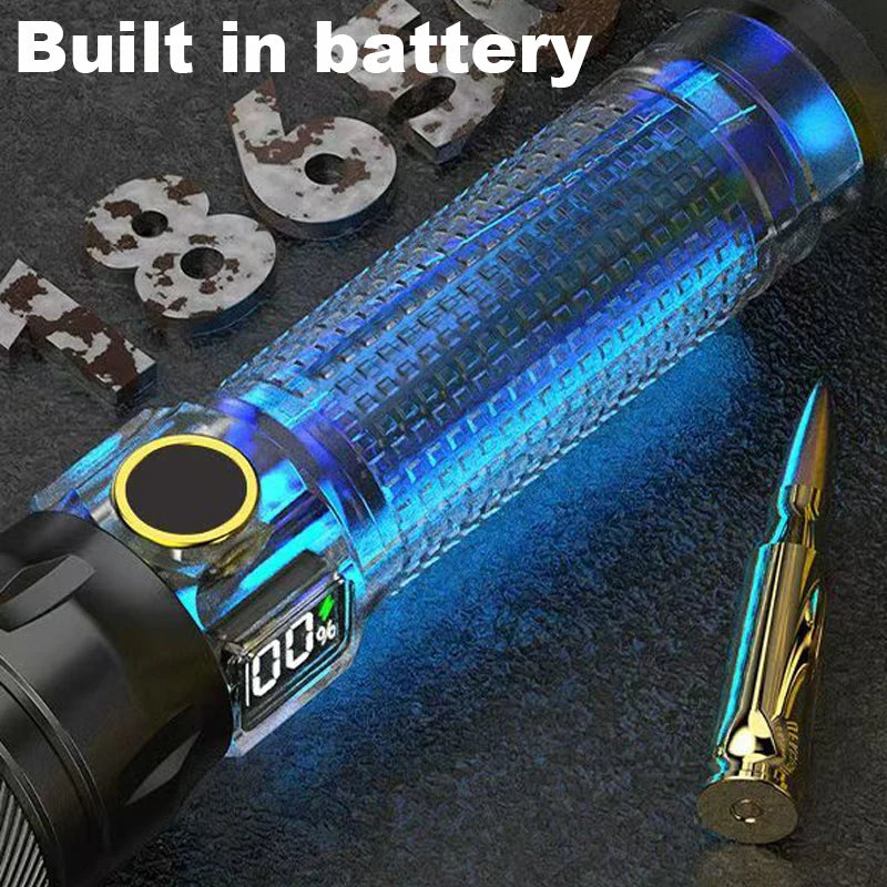 High Power Rechargeable LED Flashlight With Zoom And Power Display