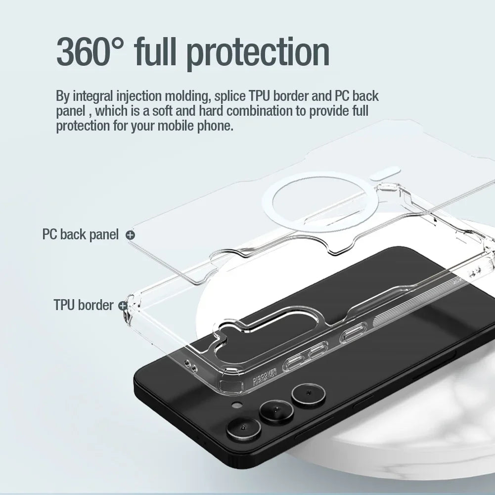 Nature Pro Case For Samsung Galaxy S24 Case Magnetic Ultra Thin Luxury Soft TPU Transparent Airbag Shockproof Back Cover