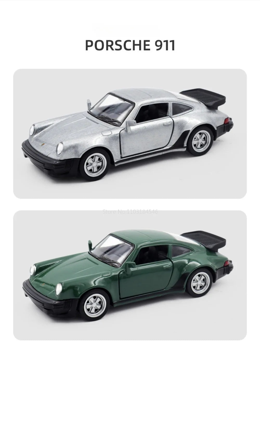 1/36 Scale Porsche 911 Turbo Toy Car Model Alloy Diecast Retro Racing with Pull Back Scale Model Car Toy for Boy Gift Collection
