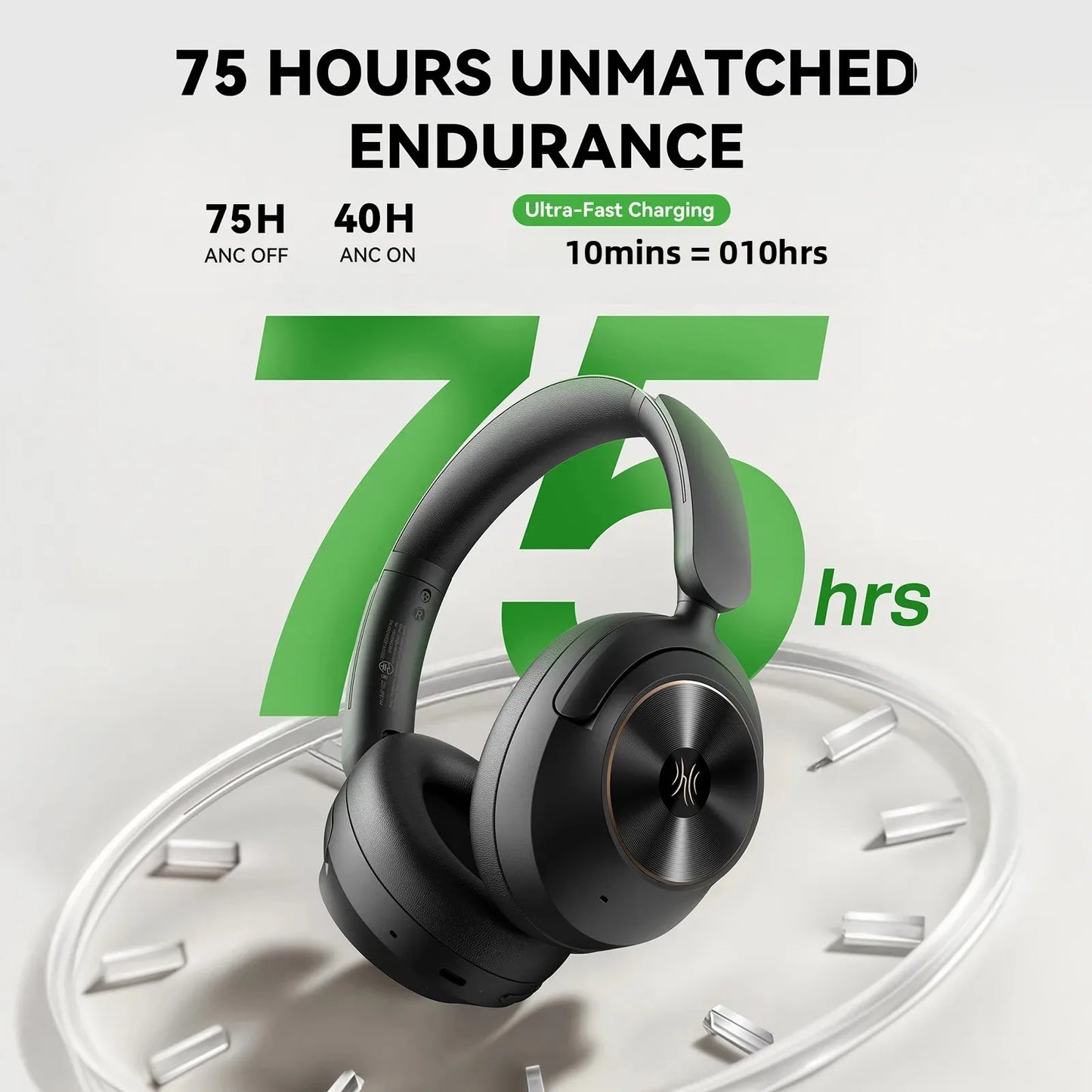 A6 ANC Wireless Bluetooth 6.0 Headphones -48dB Hybrid Active Noise Cancelling Over Ear Headset With Mic Hi-Res LDAC APP