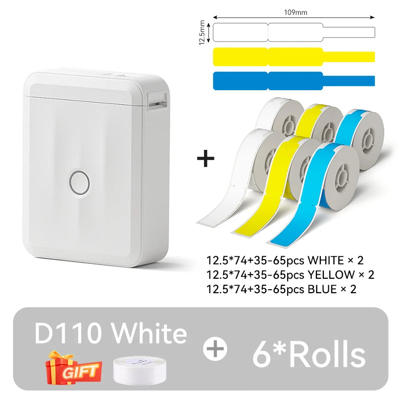 D110 Mini Thermal Label Printer, Bluetooth Portable Pocket Sticker Maker 12–15mm Inkless Label Printer for Home Organization