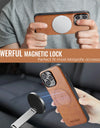 Leather for Magsafe Phone Case for iPhone 16 15 Pro Max 14 Plus Bracket Magnetic Back Cover with Card Holder