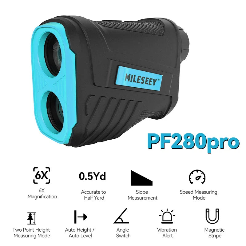 PF280 Pro Golf Laser Rangefinder 600M Rechargeable Distance Meter with Vibration & Magnetic Stripe for Golf Hunting