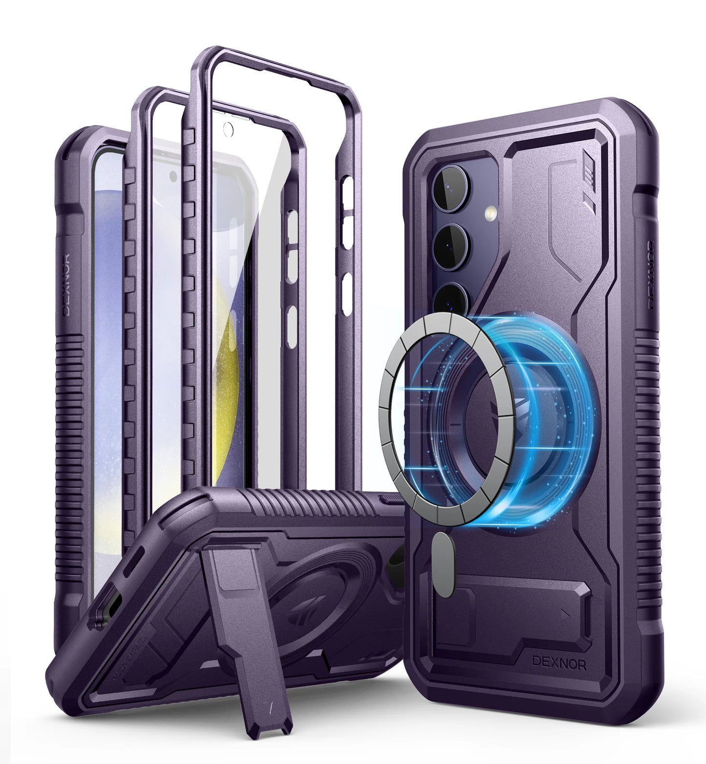 Magnetic Case For Samsung Galaxy S24 holder For MagSafe Shockproof Rugged Bumper Cover Protective With Built in Screen Protector