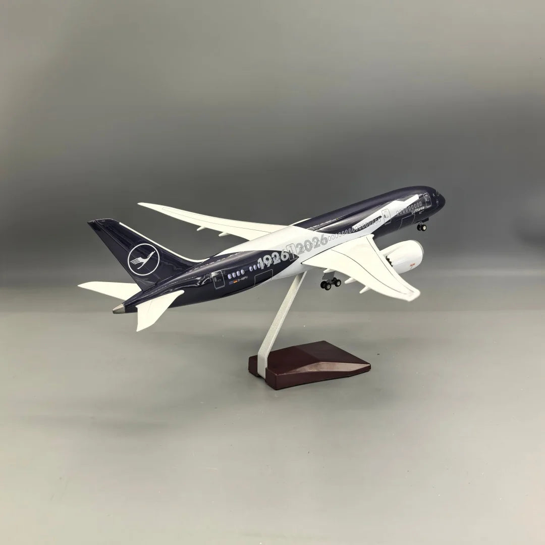 43CM Lufthansa B787 Collectible Airplane Model with Lights