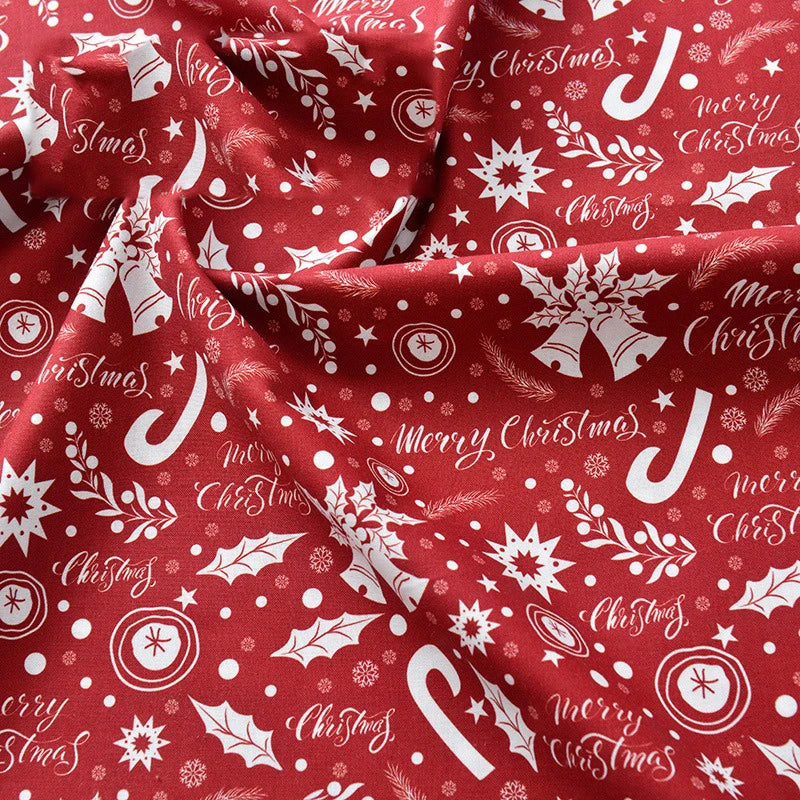 Pure Cotton Digital Printing Christmas Flower 60SManual DIY Decorate Fabric Pillow Clothes Christmas Theme Autumn and Winter New