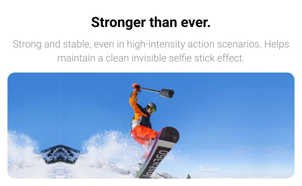 114cm Invisible Selfie Stick for Insta360 X5 X4 X3 GO 3S Ace Pro ONE RS