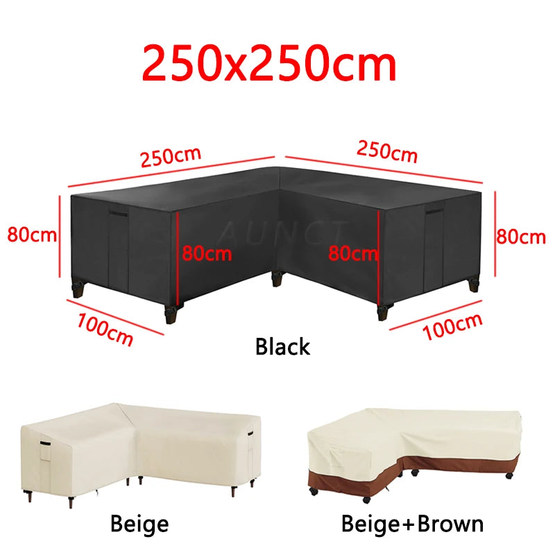 L Shape Corner Outdoor Sofa Cover Waterproof Rattan Corner Furniture Cover V Shape Sofa Table Chair Protective Dust Covers