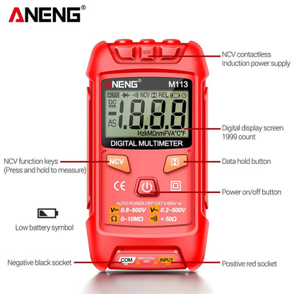 Mini Digital Multimeter AC/DC Voltage Meter 1999 Counts Multimetro Ohm NCV Electricity Tools Measuring Instruments