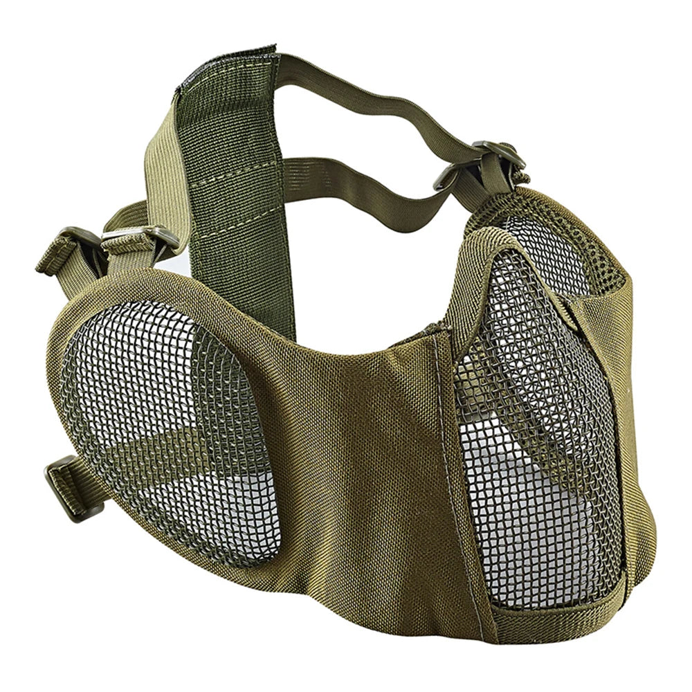 Tactical Airsoft Masks Metal Steel Net Mesh Protect Ears Mask Field Hunting Outdoor War Games Tactical Shooting Paintball Mask