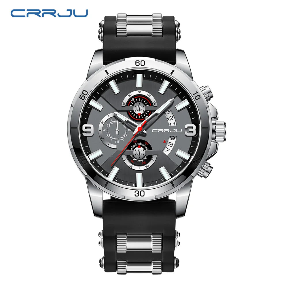 Men Watch Quartz Chronograph Full Steel Waterproof Wristwatch with Date