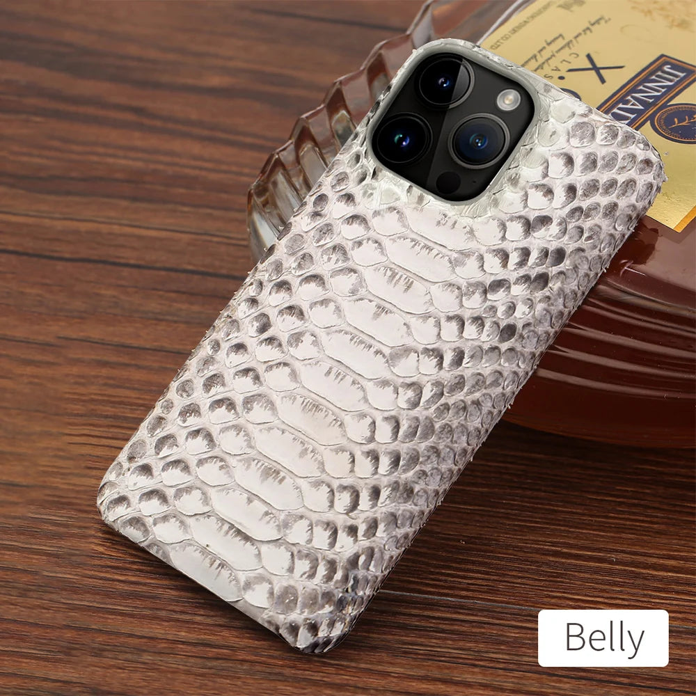100% Genuine Python Leather Phone Case For iPhone 16 15 14 Pro Max 16Pro Plus Luxury Shockproof Protect Back Cover