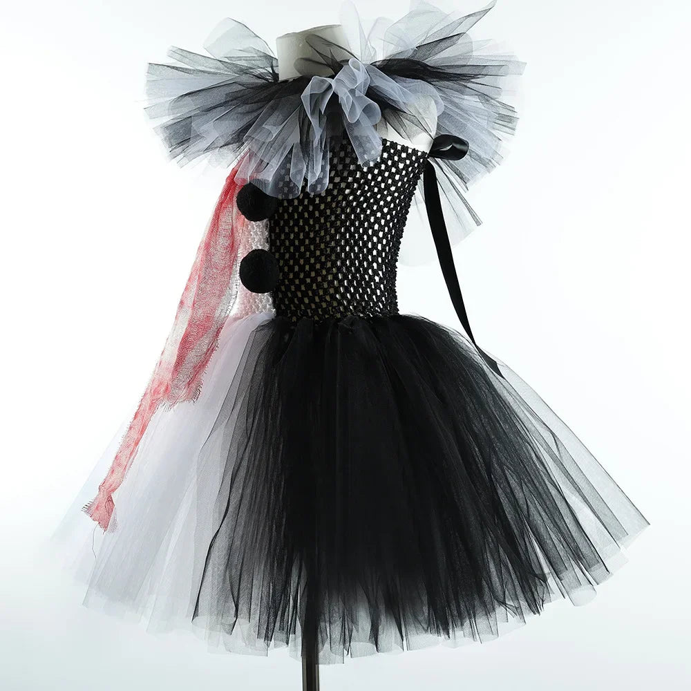 Killer Clown Costume for Girls Halloween Fancy Tutu Dress Blood Scary Art The Clown Terrifier Costume for  Carnival Clothes